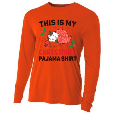 Xmas Christmas Eve Cat My Christmas Pajama Gift Cooling Performance Long Sleeve Crew