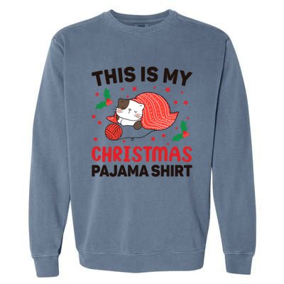 Xmas Christmas Eve Cat My Christmas Pajama Gift Garment-Dyed Sweatshirt