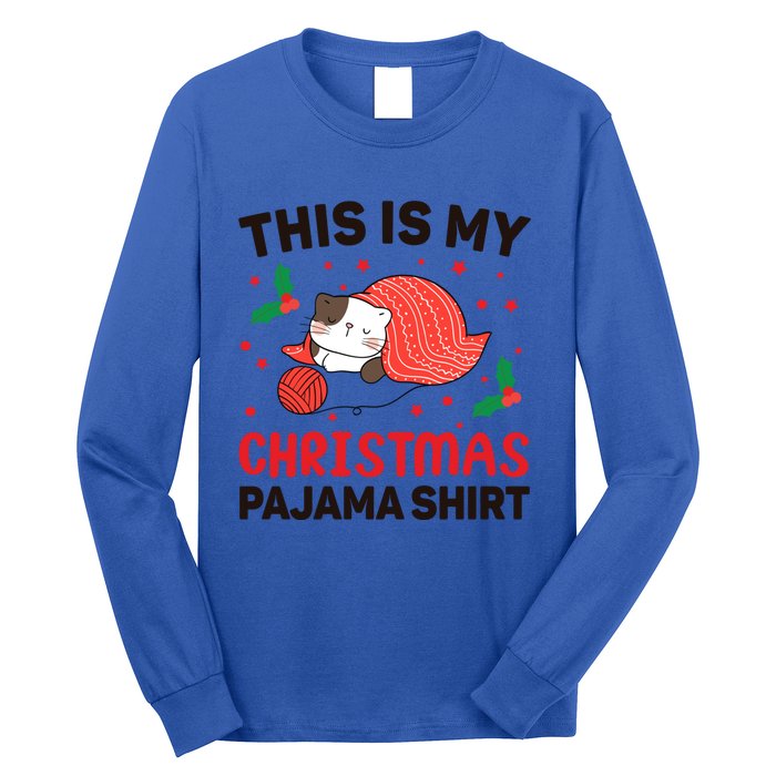 Xmas Christmas Eve Cat My Christmas Pajama Gift Long Sleeve Shirt