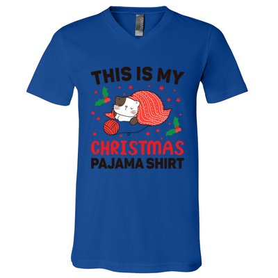 Xmas Christmas Eve Cat My Christmas Pajama Gift V-Neck T-Shirt