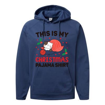 Xmas Christmas Eve Cat My Christmas Pajama Gift Performance Fleece Hoodie