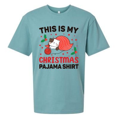 Xmas Christmas Eve Cat My Christmas Pajama Gift Sueded Cloud Jersey T-Shirt