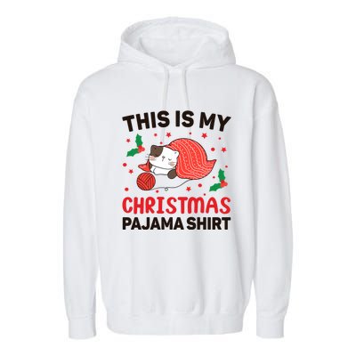 Xmas Christmas Eve Cat My Christmas Pajama Gift Garment-Dyed Fleece Hoodie