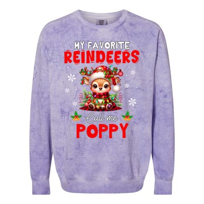 Xmas Colorful Family My Favorite Reindeers Call Me Poppy Colorblast Crewneck Sweatshirt