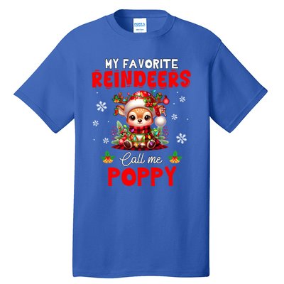 Xmas Colorful Family My Favorite Reindeers Call Me Poppy Tall T-Shirt