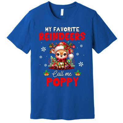 Xmas Colorful Family My Favorite Reindeers Call Me Poppy Premium T-Shirt