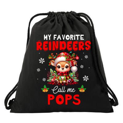 Xmas Colorful Family My Favorite Reindeers Call Me Pops Drawstring Bag