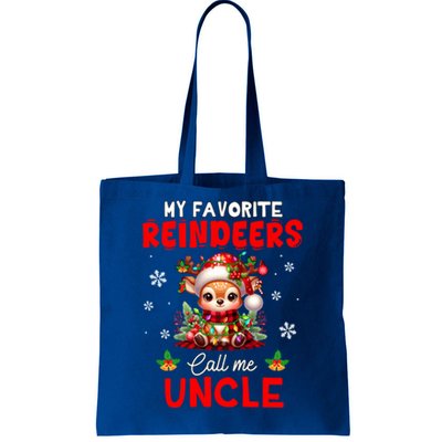 Xmas Colorful Family My Favorite Reindeers Call Me Uncle Tote Bag