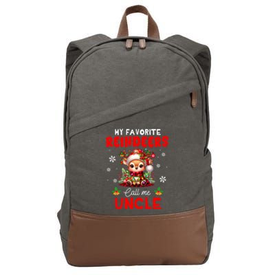 Xmas Colorful Family My Favorite Reindeers Call Me Uncle Cotton Canvas Backpack