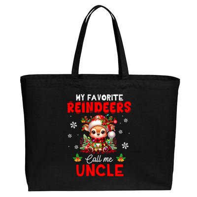 Xmas Colorful Family My Favorite Reindeers Call Me Uncle Cotton Canvas Jumbo Tote