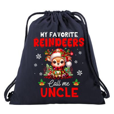 Xmas Colorful Family My Favorite Reindeers Call Me Uncle Drawstring Bag