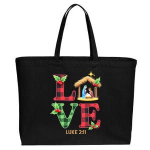 Xmas Christian Family Matching Love Nativity Christmas Jesus Cotton Canvas Jumbo Tote