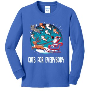 Xmas Cats For Everybody Christmas Cat Gift Kids Long Sleeve Shirt