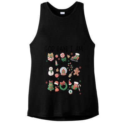 Xmas Christian God Says I Am Cute Christmas Gift Ladies PosiCharge Tri-Blend Wicking Tank