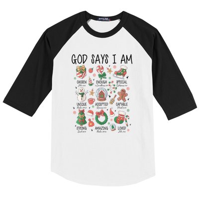 Xmas Christian God Says I Am Cute Christmas Gift Baseball Sleeve Shirt
