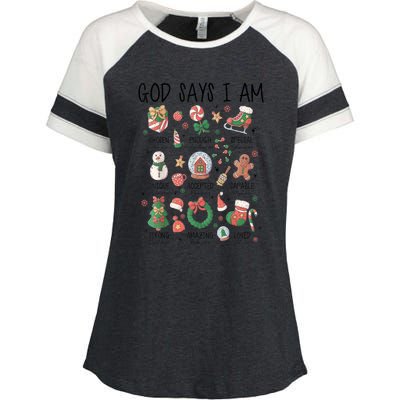 Xmas Christian God Says I Am Cute Christmas Gift Enza Ladies Jersey Colorblock Tee