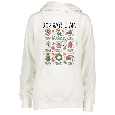 Xmas Christian God Says I Am Cute Christmas Gift Womens Funnel Neck Pullover Hood