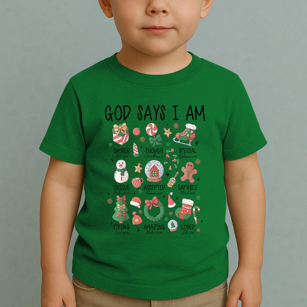 Xmas Christian God Says I Am Cute Christmas Gift Toddler T-Shirt