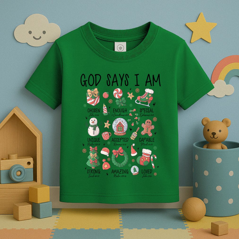 Xmas Christian God Says I Am Cute Christmas Gift Toddler T-Shirt