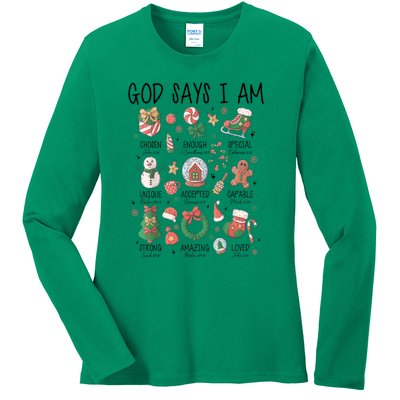 Xmas Christian God Says I Am Cute Christmas Gift Ladies Long Sleeve Shirt