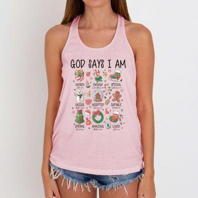 Xmas Christian God Says I Am Cute Christmas Gift Women's Knotted Racerback Tank