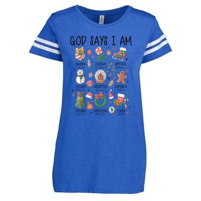 Xmas Christian God Says I Am Cute Christmas Gift Enza Ladies Jersey Football T-Shirt