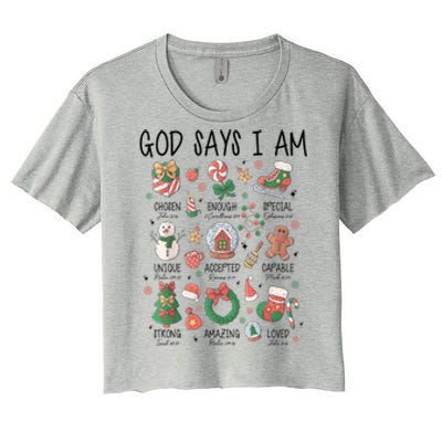 Xmas Christian God Says I Am Cute Christmas Gift Women's Crop Top Tee