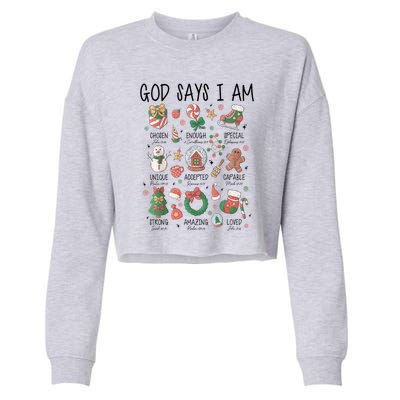 Xmas Christian God Says I Am Cute Christmas Gift Cropped Pullover Crew