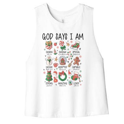 Xmas Christian God Says I Am Cute Christmas Gift Women's Racerback Cropped Tank