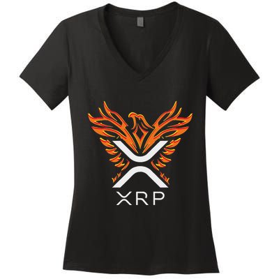 Xrp Crypto Gifts & Apparel Xrp Xrp Cryptocurrency Xrp Logo Rising Phoenix Xrp Women's V-Neck T-Shirt