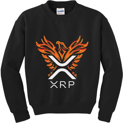 Xrp Crypto Gifts & Apparel Xrp Xrp Cryptocurrency Xrp Logo Rising Phoenix Xrp Kids Sweatshirt