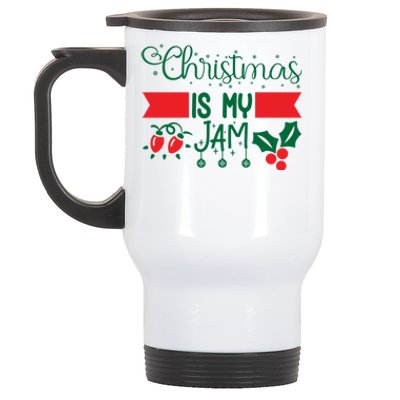 Xmas Christmas Is My Jam Mistletoe Lights Gift Stainless Steel Travel Mug