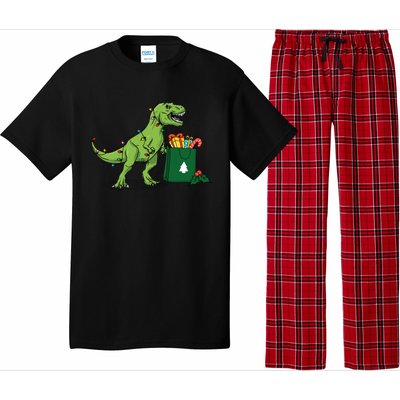 Xmas Christmas Lights Pine Tree Wild Animal T Rex Dinosaur Gift Pajama Set