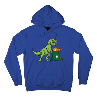 Xmas Christmas Lights Pine Tree Wild Animal T Rex Dinosaur Gift Hoodie