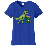 Xmas Christmas Lights Pine Tree Wild Animal T Rex Dinosaur Gift Women's T-Shirt