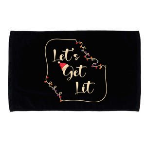 Xmas Christmas LetS Get Lit Santa Hat Lights Gift Microfiber Hand Towel