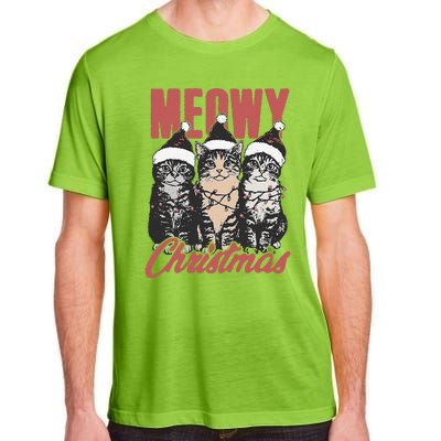 Xmas Cats Meowy Christmas Vintage Cat Ladies Gift Adult ChromaSoft Performance T-Shirt