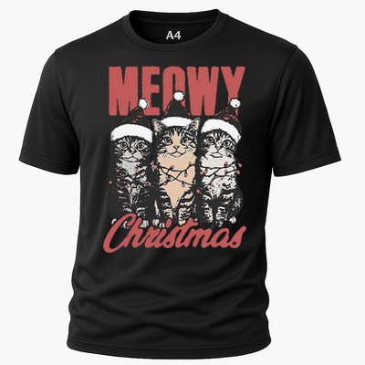 Xmas Cats Meowy Christmas Vintage Cat Ladies Gift Cooling Performance Crew T-Shirt