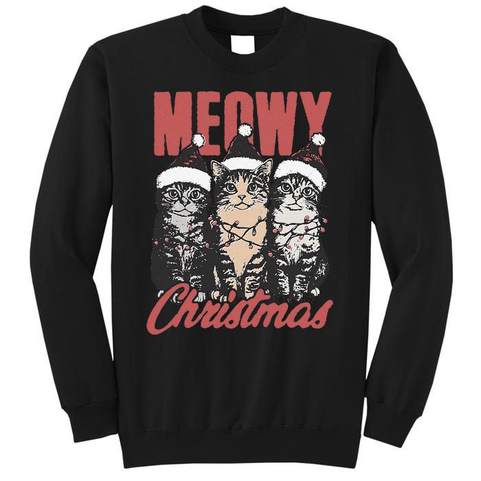 Xmas Cats Meowy Christmas Vintage Cat Ladies Gift Sweatshirt