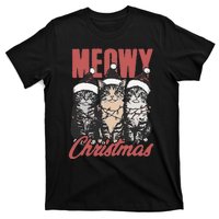 Xmas Cats Meowy Christmas Vintage Cat Ladies Gift T-Shirt