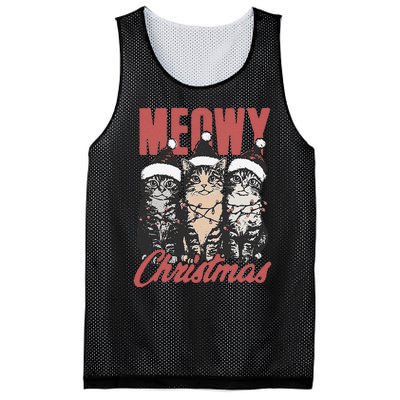 Xmas Cats Meowy Christmas Vintage Cat Ladies Gift Mesh Reversible Basketball Jersey Tank