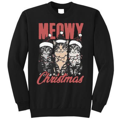 Xmas Cats Meowy Christmas Vintage Cat Ladies Gift Tall Sweatshirt