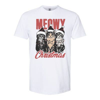 Xmas Cats Meowy Christmas Vintage Cat Ladies Gift Softstyle CVC T-Shirt