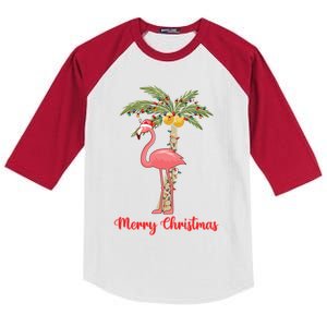 Xmas Christmas Merry Christmas Flamingo Gift Kids Colorblock Raglan Jersey