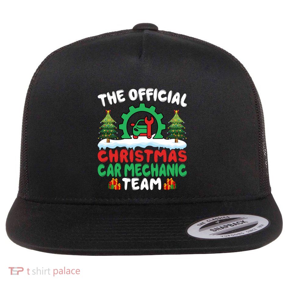 Xmas Car Mechanic Team Auto Repair Cars Fixing Christmas Flat Bill Trucker Hat