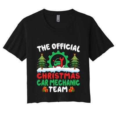 Xmas Car Mechanic Team Auto Repair Cars Fixing Christmas Crop Top