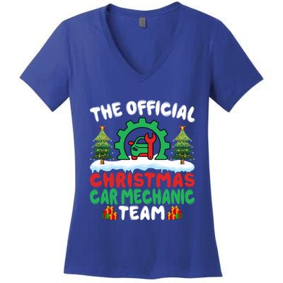Xmas Car Mechanic Team Auto Repair Cars Fixing Christmas Women's V-Neck T-Shirt
