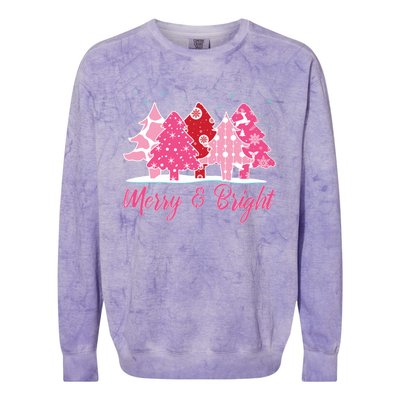 Xmas Christmas Merry And Bright Fir Tree Hoodie Colorblast Crewneck Sweatshirt