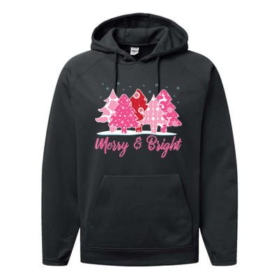 Xmas Christmas Merry And Bright Fir Tree Hoodie Performance Fleece Hoodie