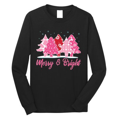 Xmas Christmas Merry And Bright Fir Tree Hoodie Long Sleeve Shirt